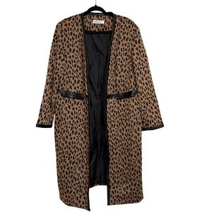 Kasper Animal Print Jacquard Topper Longline Duster Jacket Plus Size 16 W